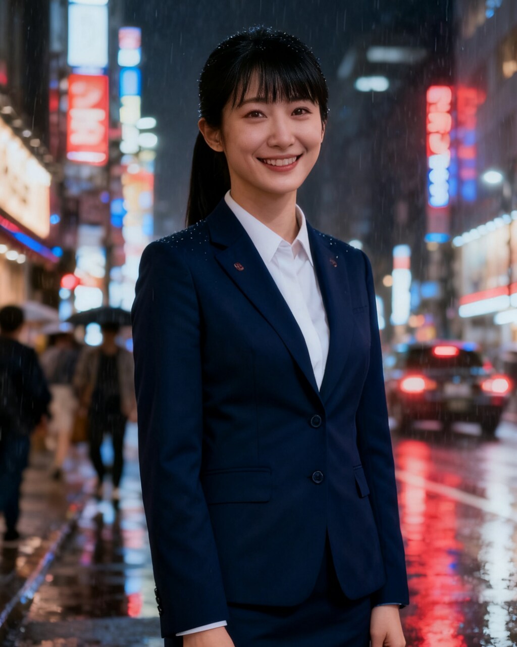 雨の繁華街