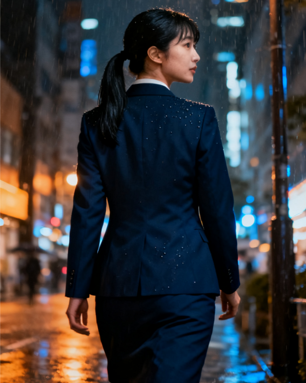 雨の繁華街