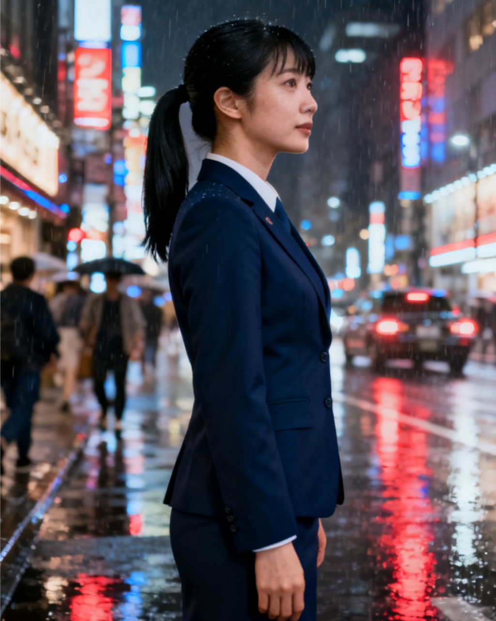 雨の繁華街