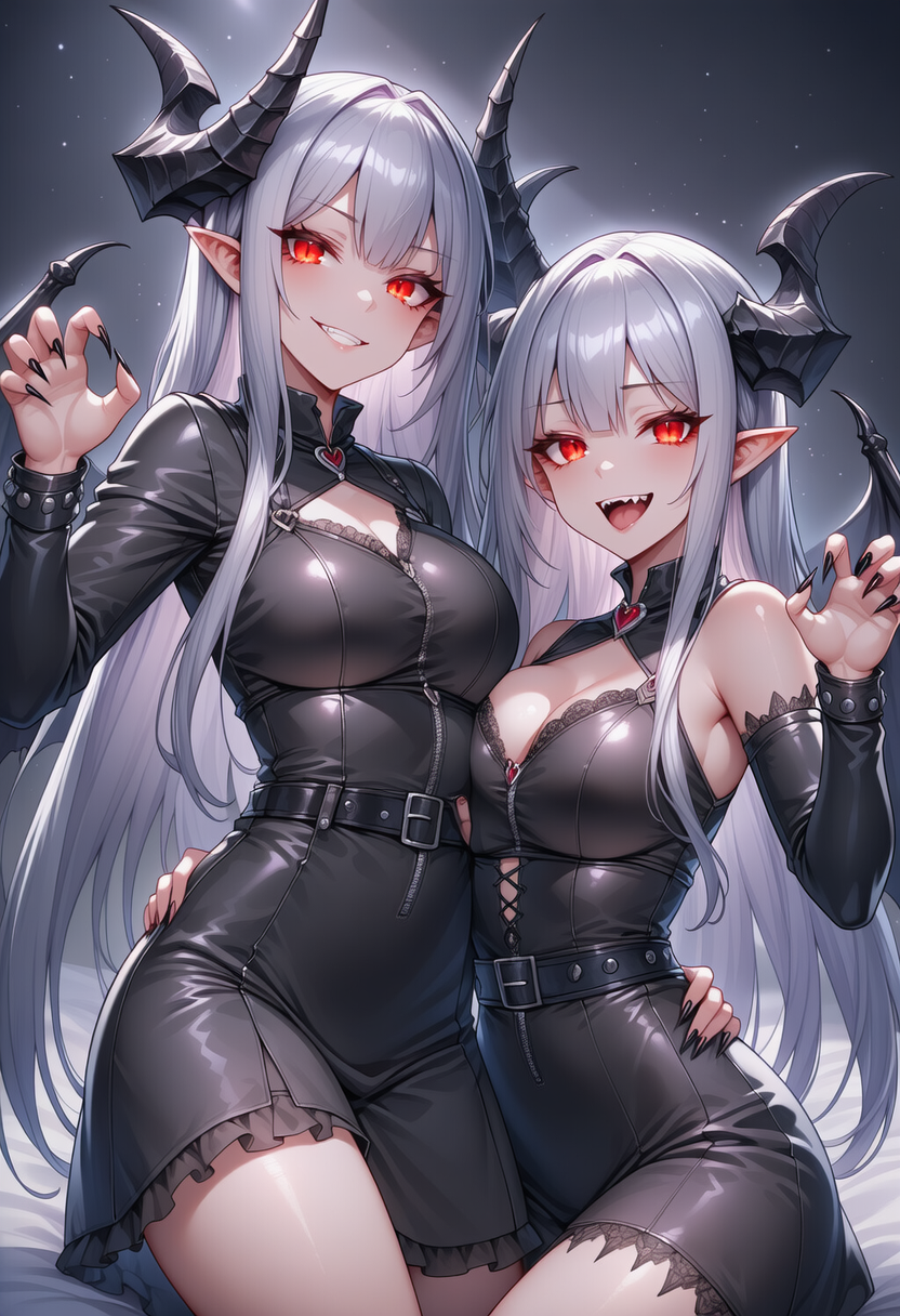 「最近お姉さま魔界で見かけないと思ったらこんな子にちょっかいかけてたんだ。中々可愛い子じゃない♪」 「この子催眠にとってもかかりやすいのよ。折角だから二人で可愛がってあげましょ♪」