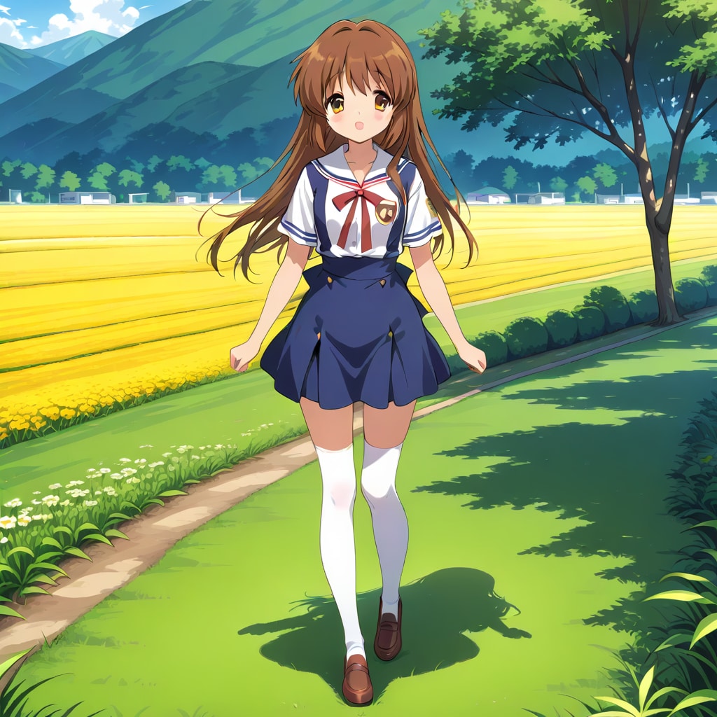 田舎道を歩く女の子 | の人気AIイラスト・グラビア