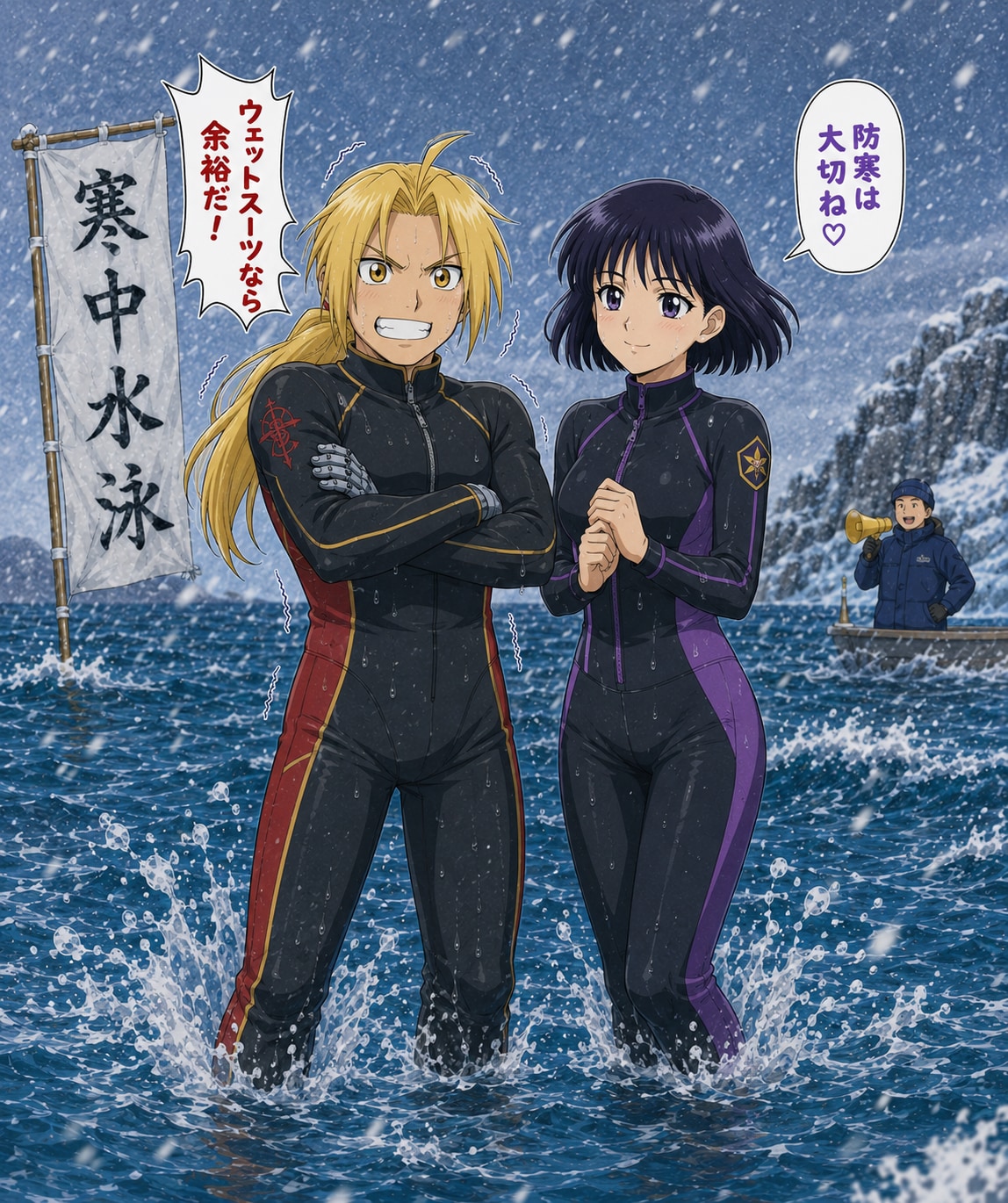 スク水寒中水泳９