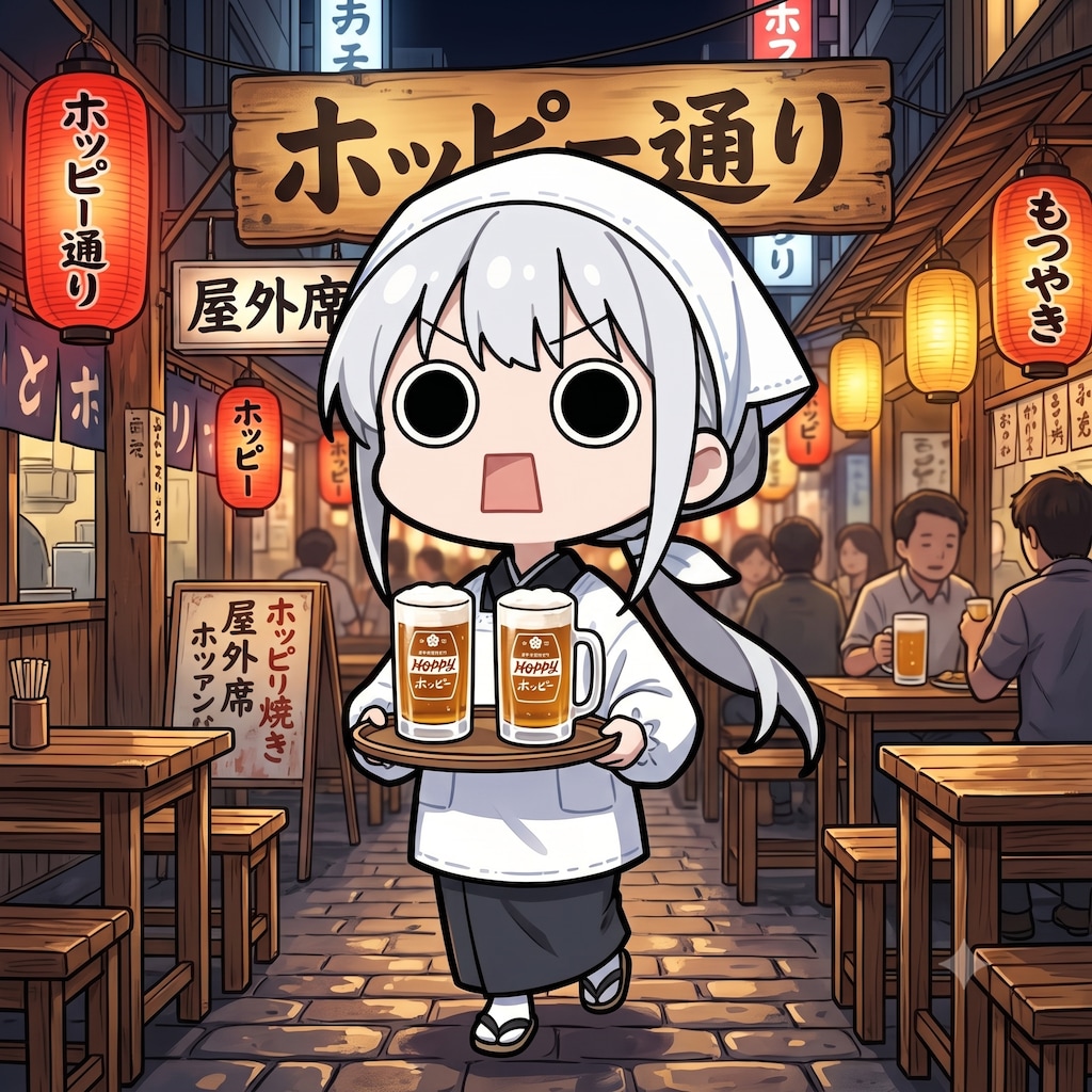 ホッピーを運ぶえらいこっちゃ嬢