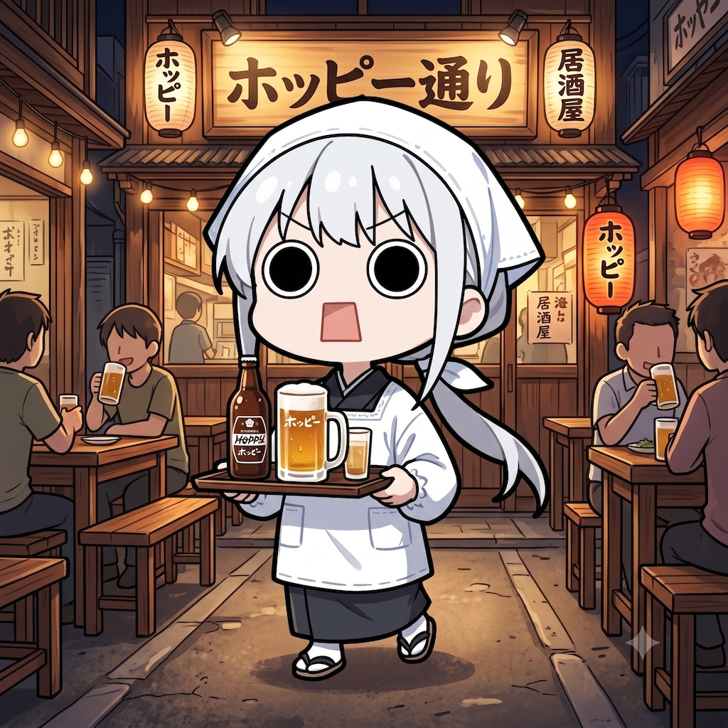 ホッピーを運ぶえらいこっちゃ嬢