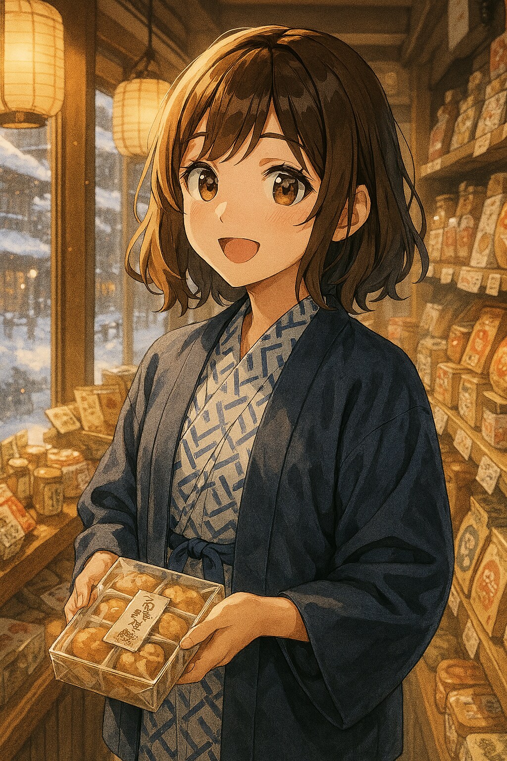 温泉街の土産物屋 | の人気AIイラスト・グラビア