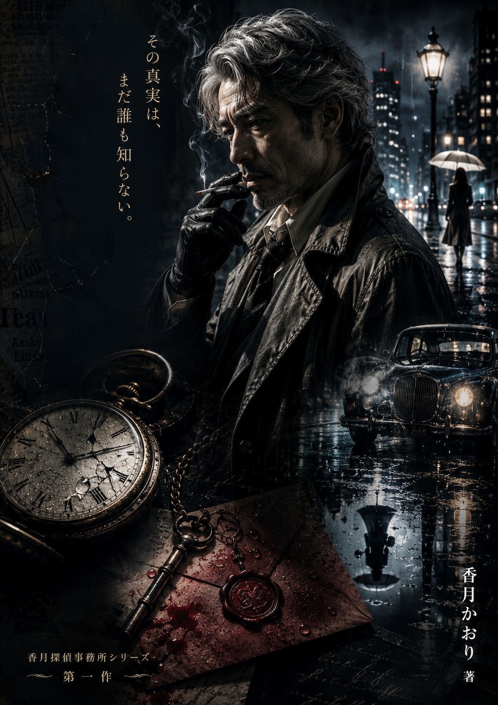 推理小説の宣伝ポスター風