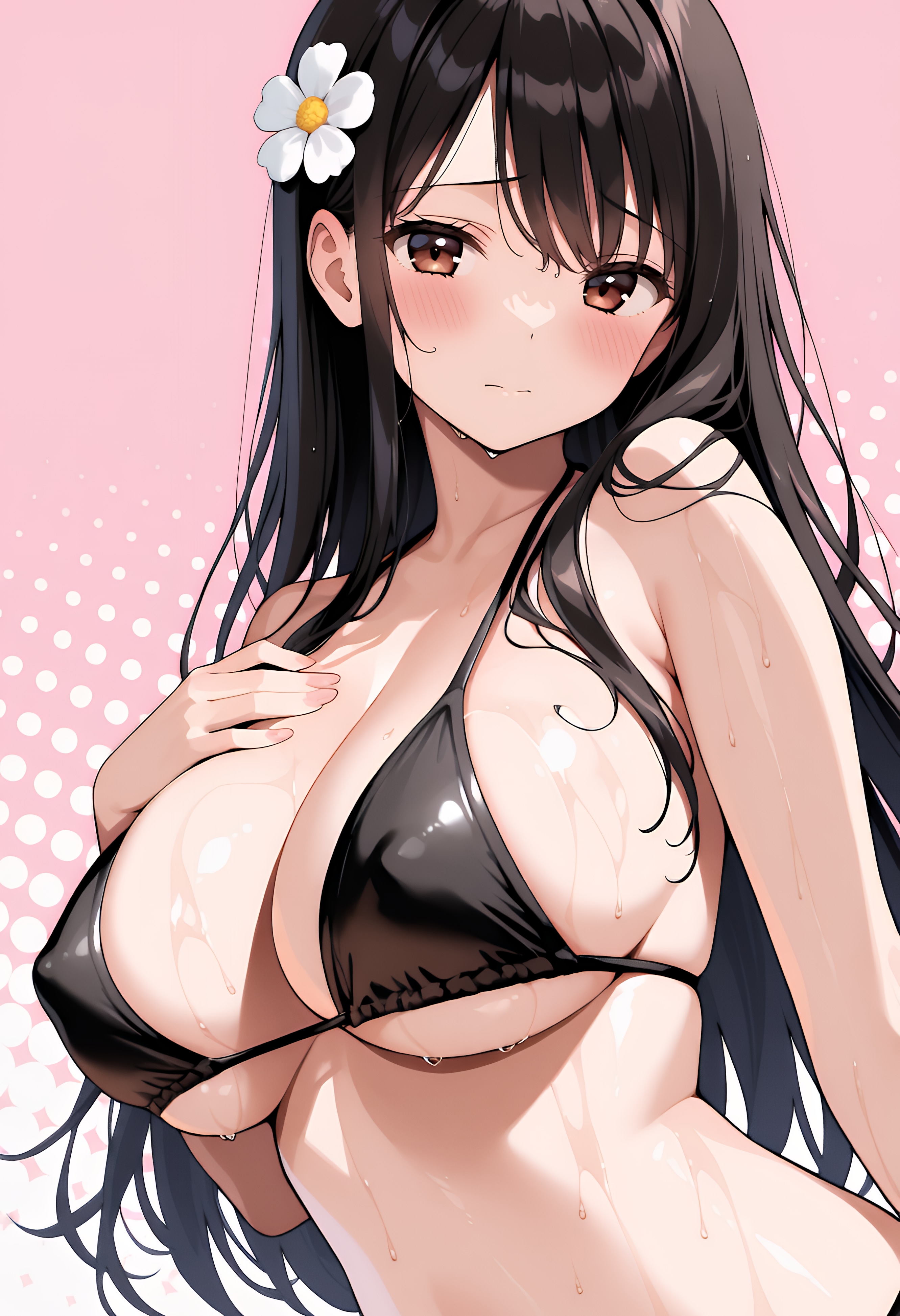 黒髪と白花