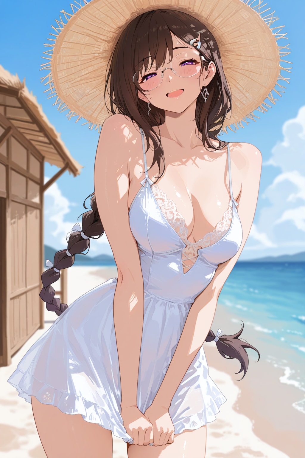 海辺の三つ編みさん