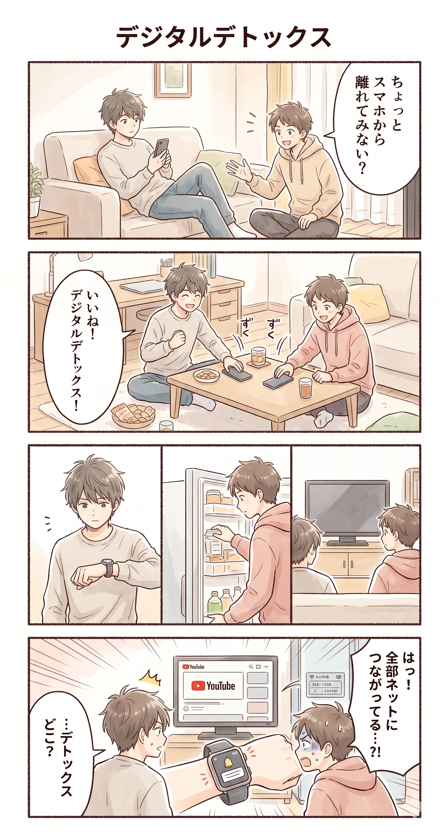 #14 ゆる日常4コマ「デジタルデトックス」 | の人気AIイラスト・グラビア