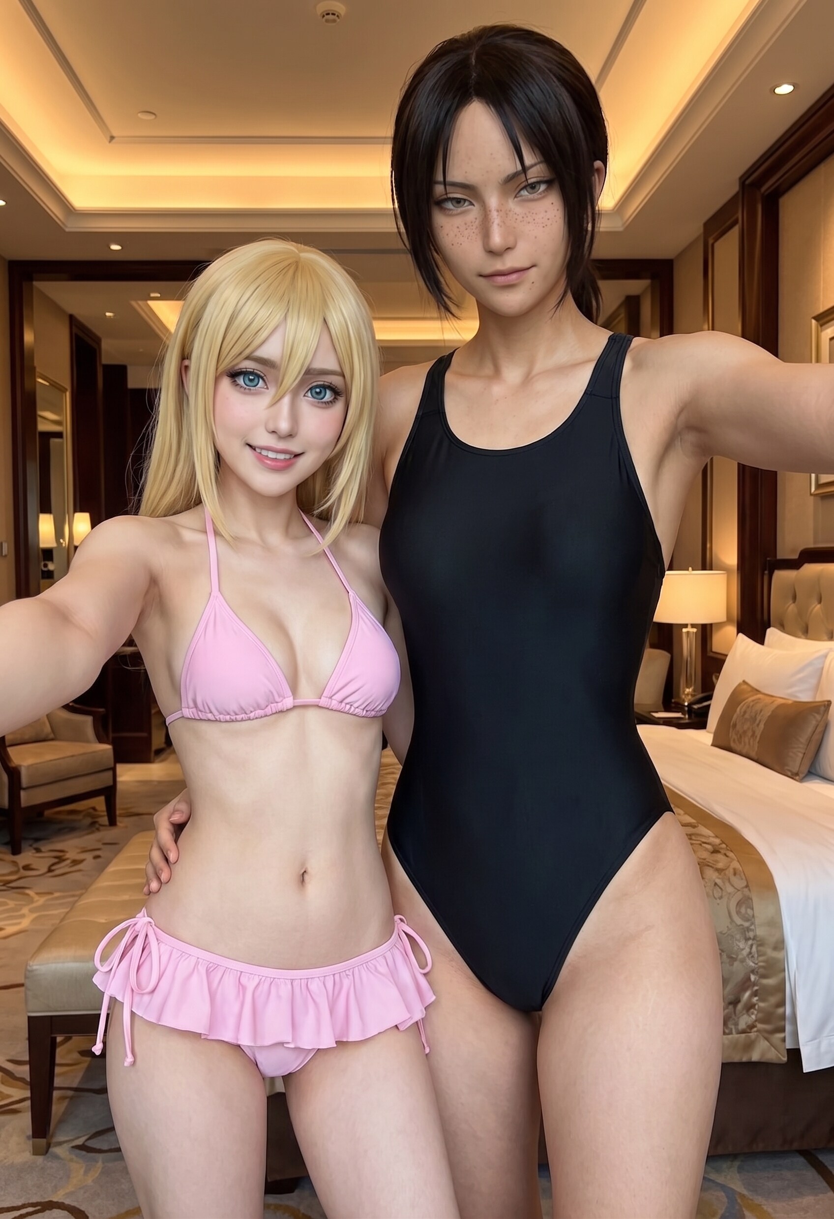 水着クリスタとユミル