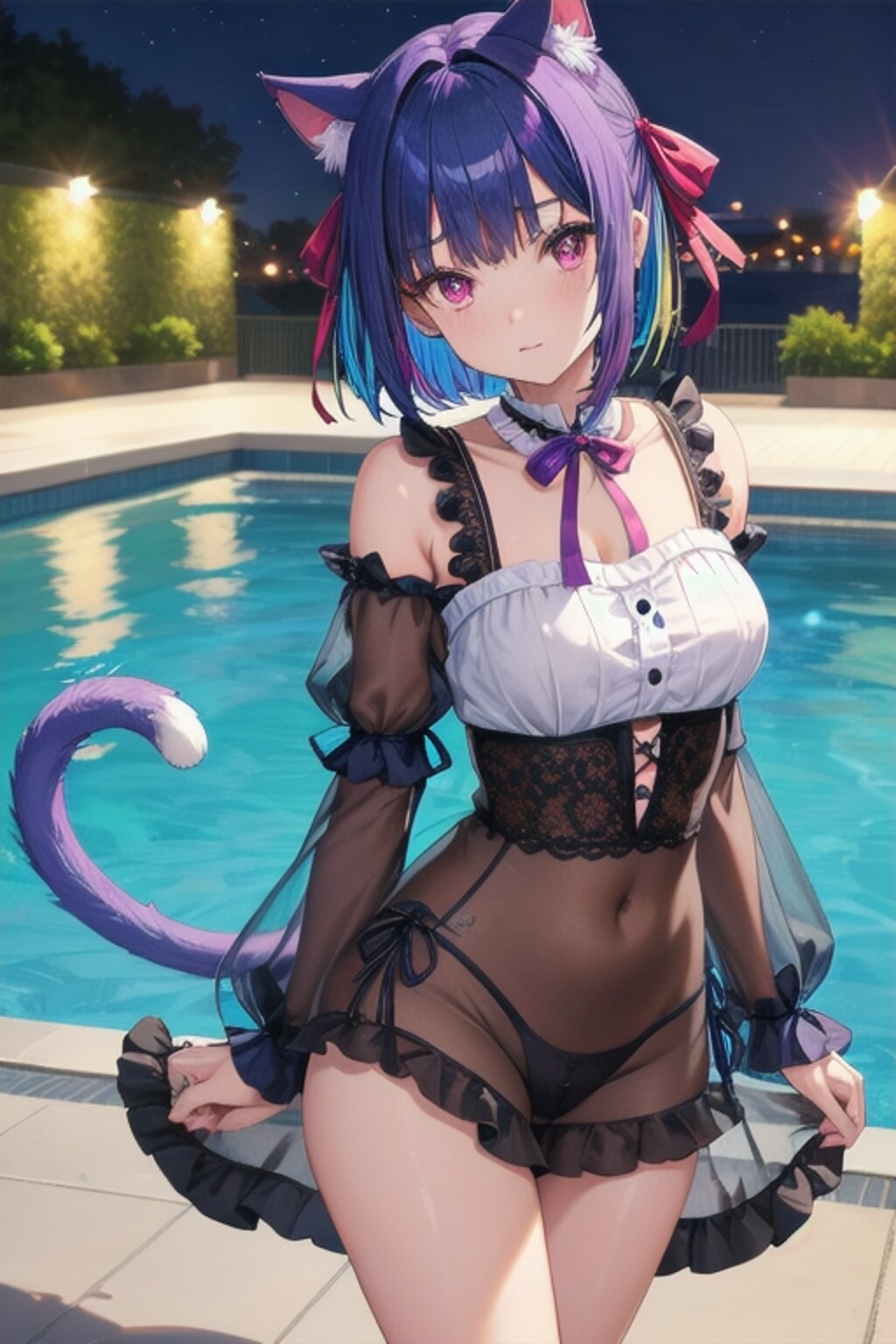 ナイトプールの猫耳クールちゃん