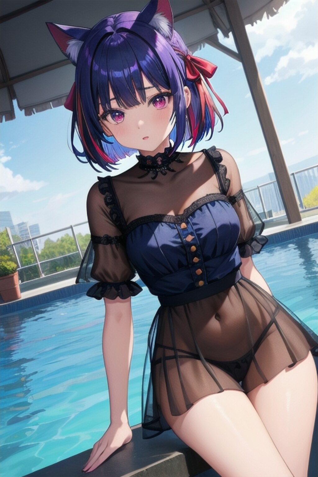 ナイトプールの猫耳クールちゃん