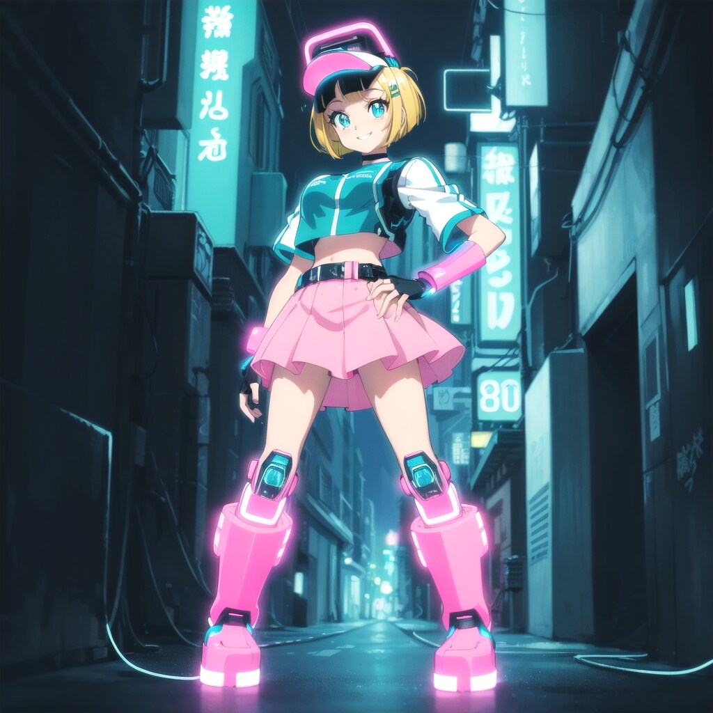 光るバイザーを付けた女の子