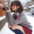 眼鏡女子 楓の冬撮影 6枚目