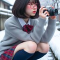 眼鏡女子 楓の冬撮影 2枚目