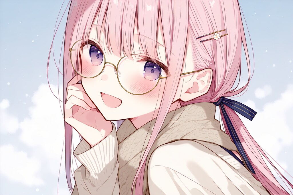 桃香、メガネをかける