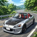 豚丼を食べるアキちゃんとS2000 3枚目