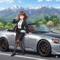 豚丼を食べるアキちゃんとS2000 2枚目