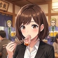 豚丼を食べるアキちゃんとS2000 4枚目