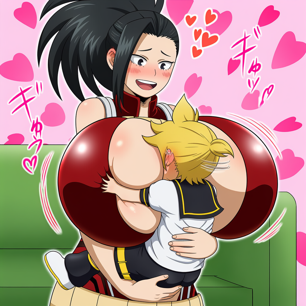 ヒロアカ　爆乳　八百万もも　れんきゅん　抱っこぱふぱふ