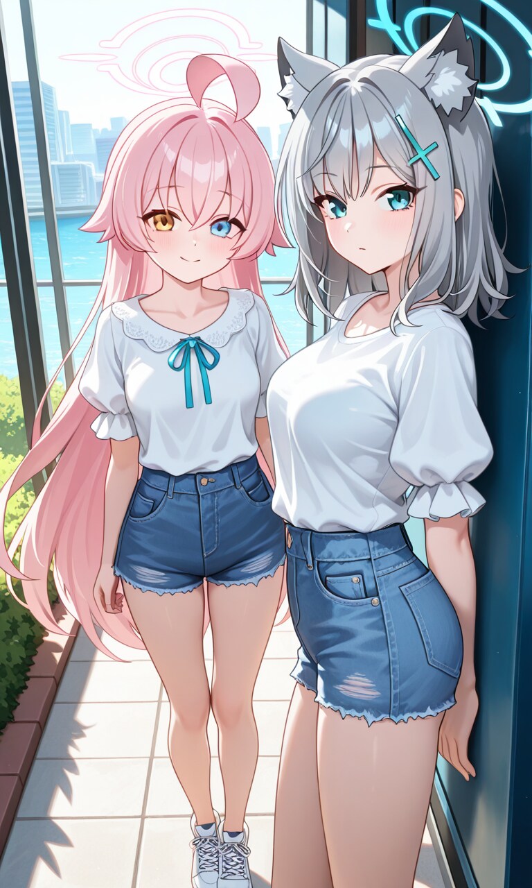 ホシノとシロコ　夏私服3 | の人気AIイラスト・グラビア