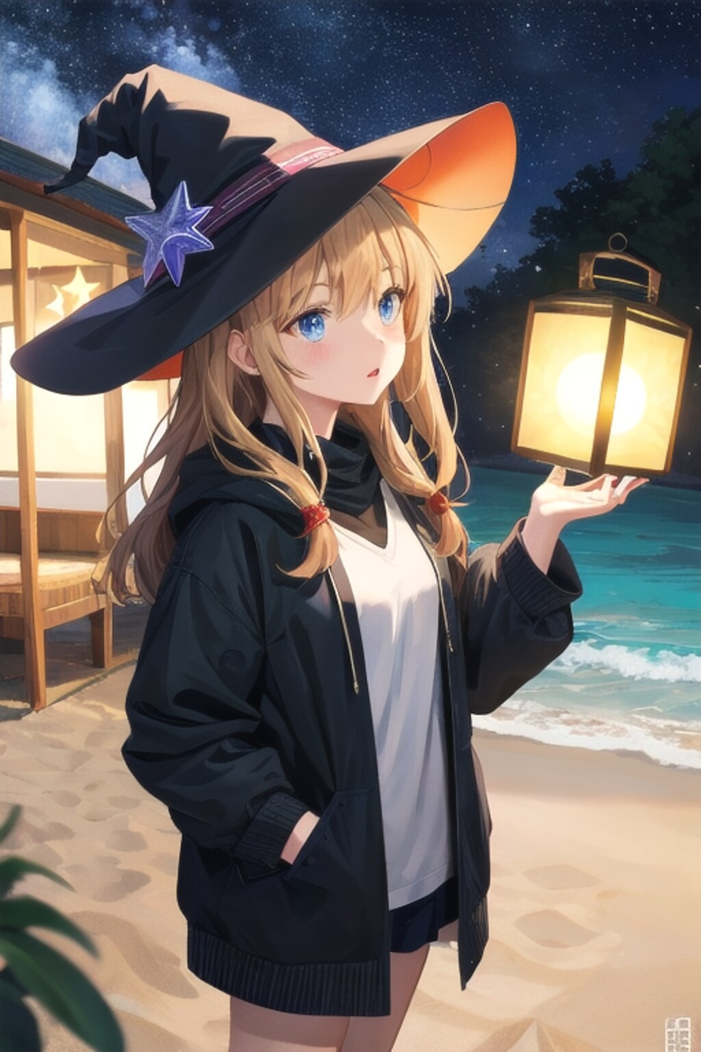 砂浜の魔女とランタン