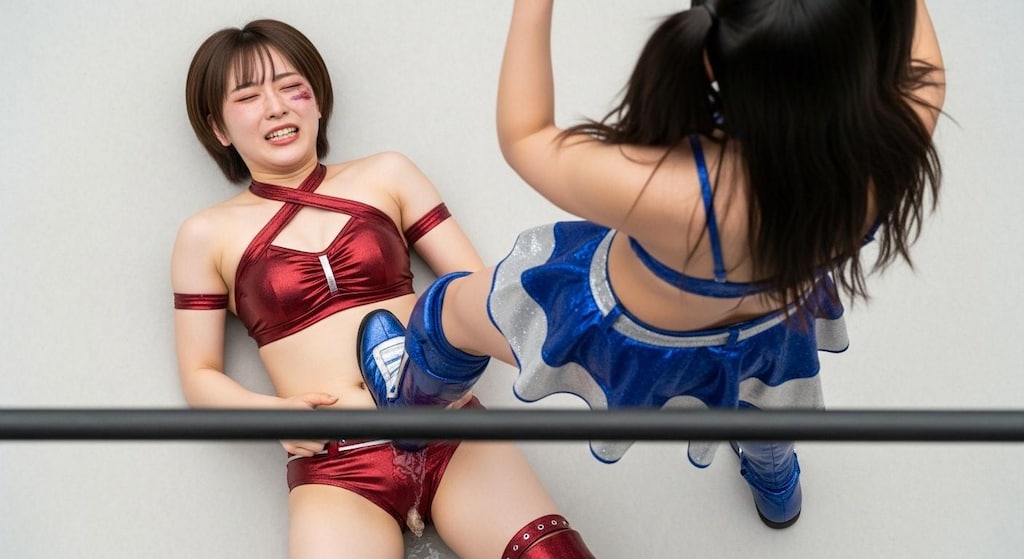 SNS用の動画撮影を終えたMIKURUは、YURINAの股間を踏みつけ屈辱的な言葉を投げかける