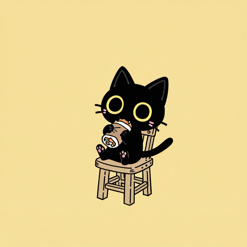 椅子に座るクロネコ