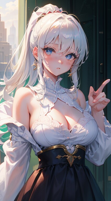 白い髪、白い服の女の子