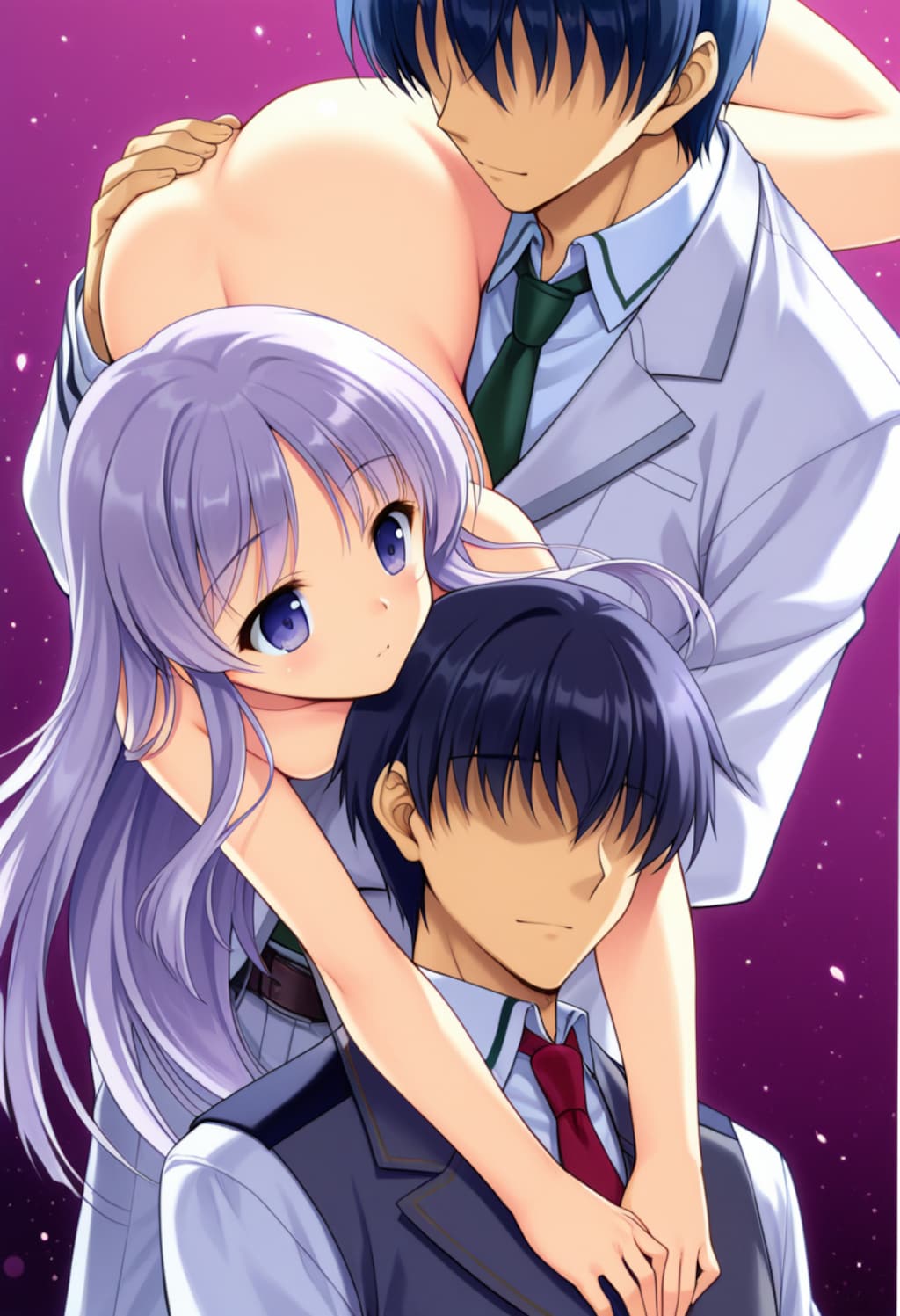 裸にした女の子を上から抱かせる遊び