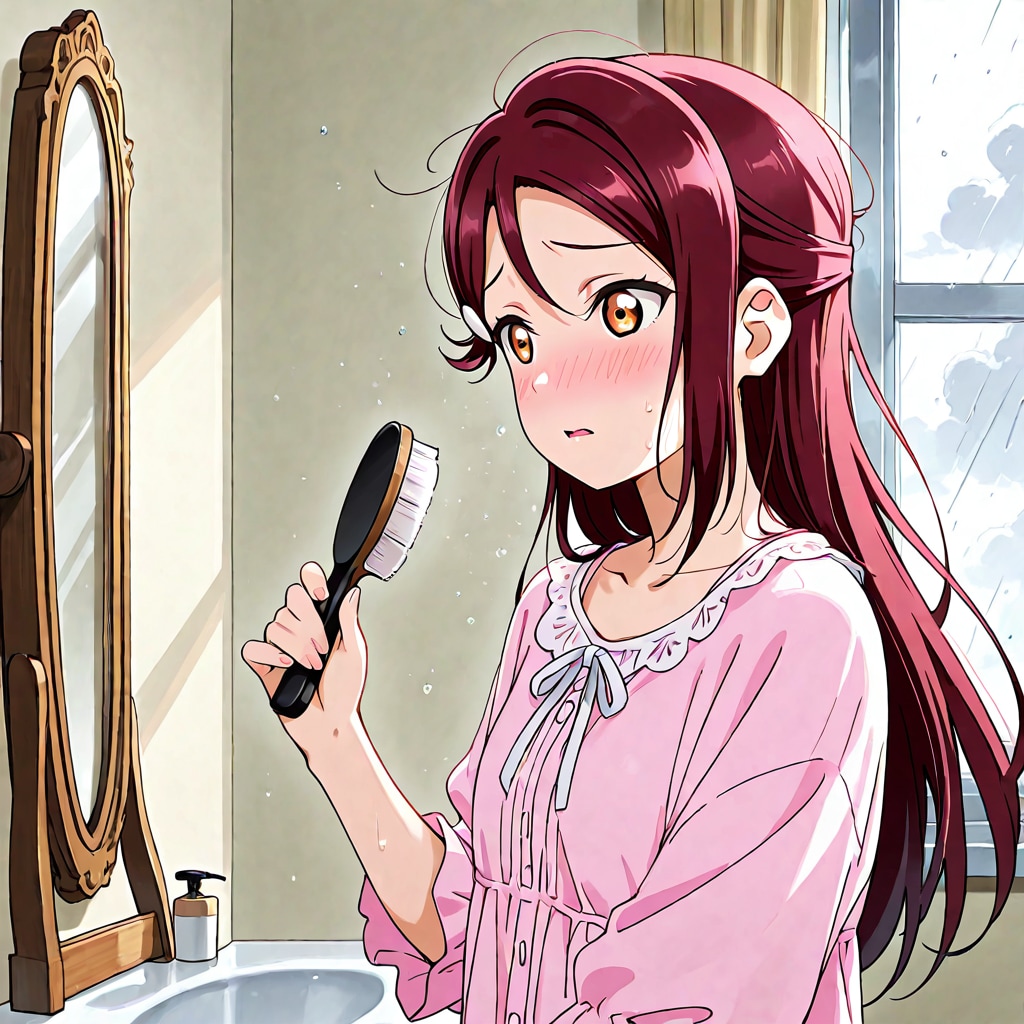 朝の身支度に苦戦する梨子ちゃん