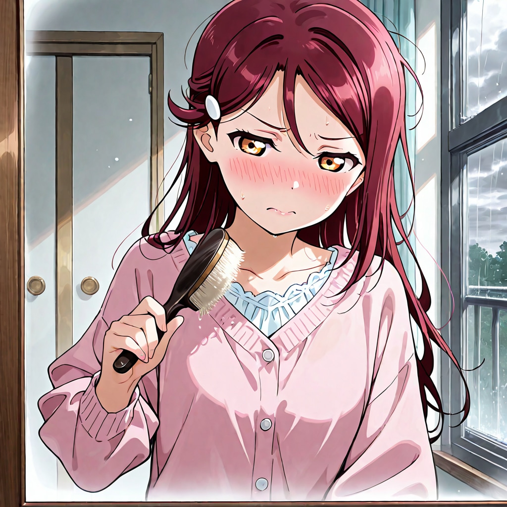 朝の身支度に苦戦する梨子ちゃん