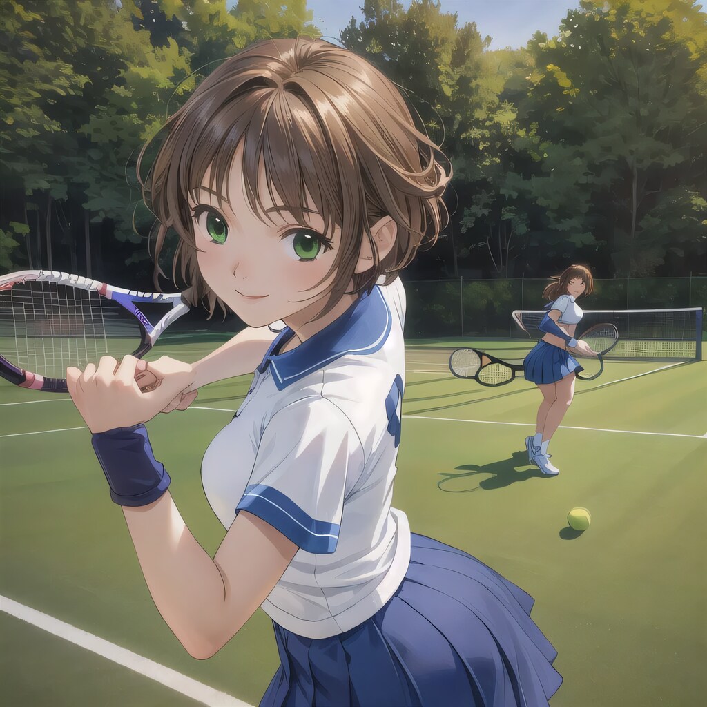 茶髪ボブでテニスウェアの少女５