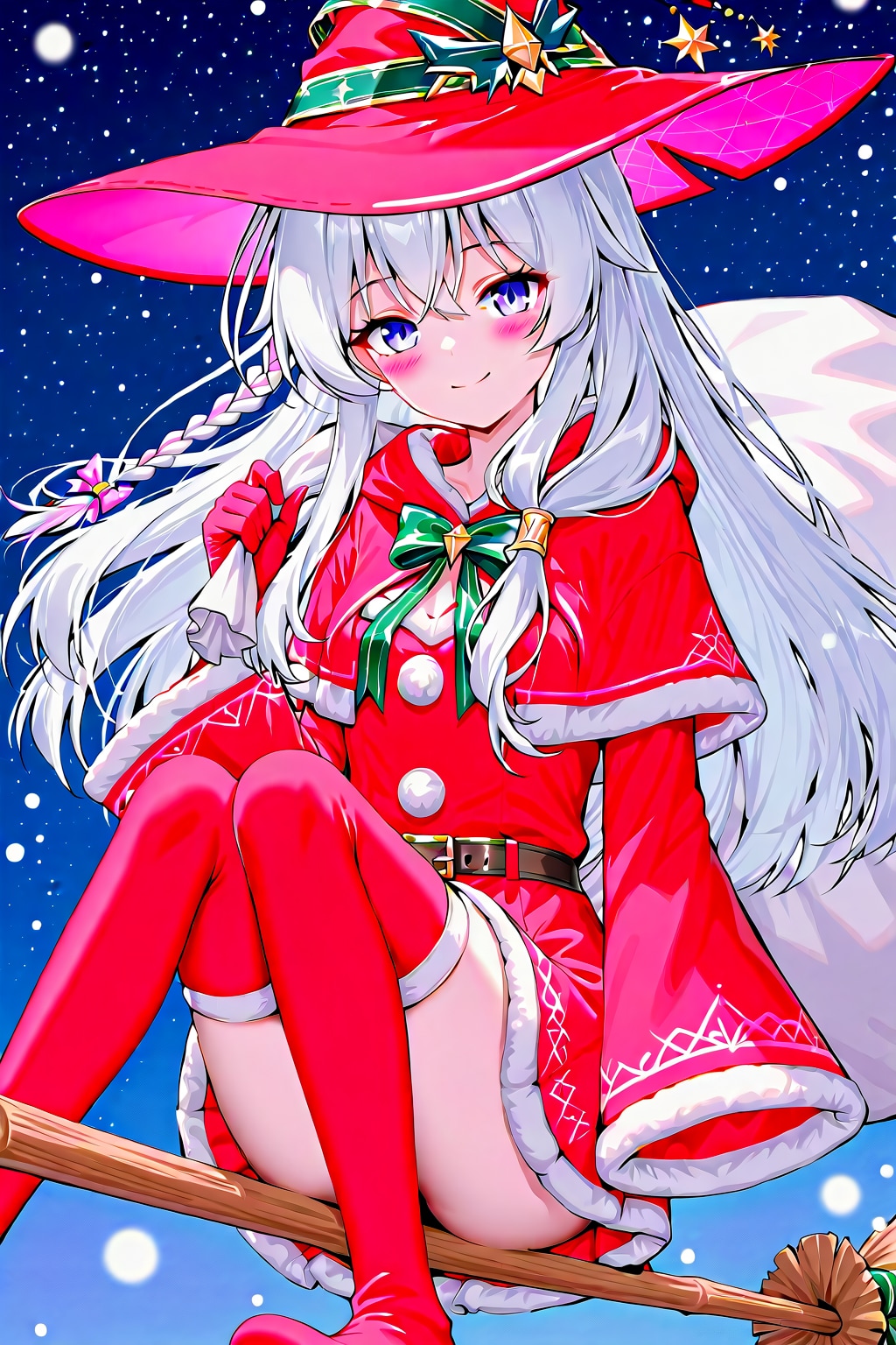 雪降る夜のサンタの魔女様 | の人気AIイラスト・グラビア