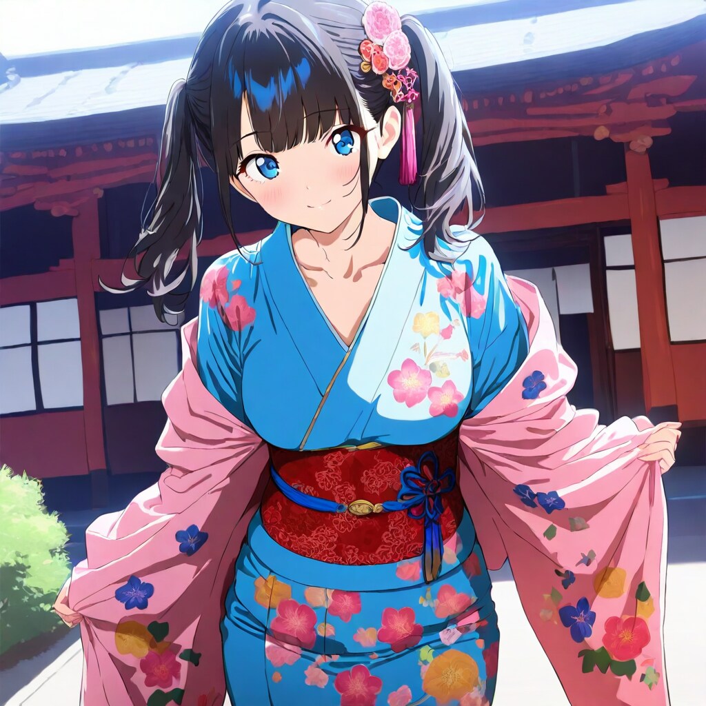 ツインテールの浴衣少女