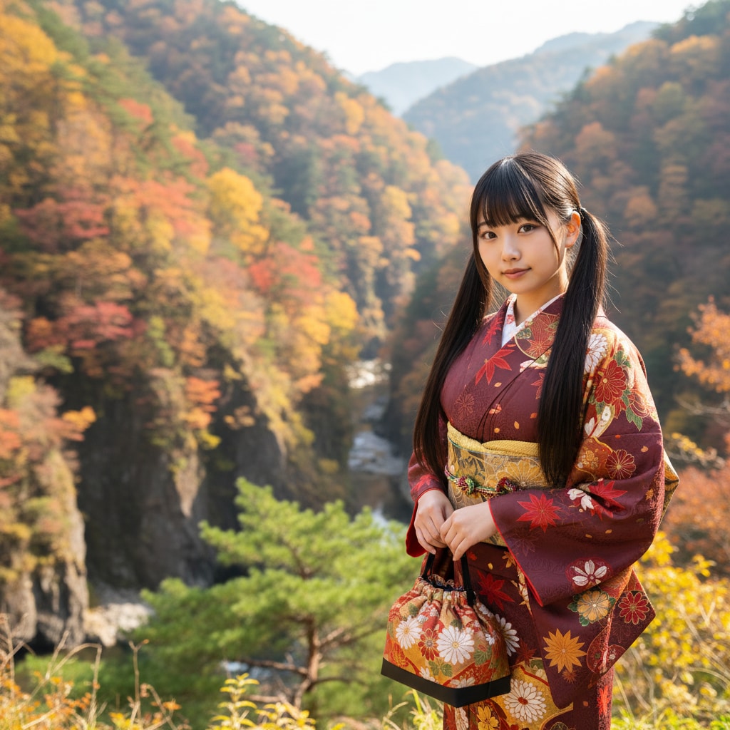 黒ツイさん。鳴子峡の秋景色