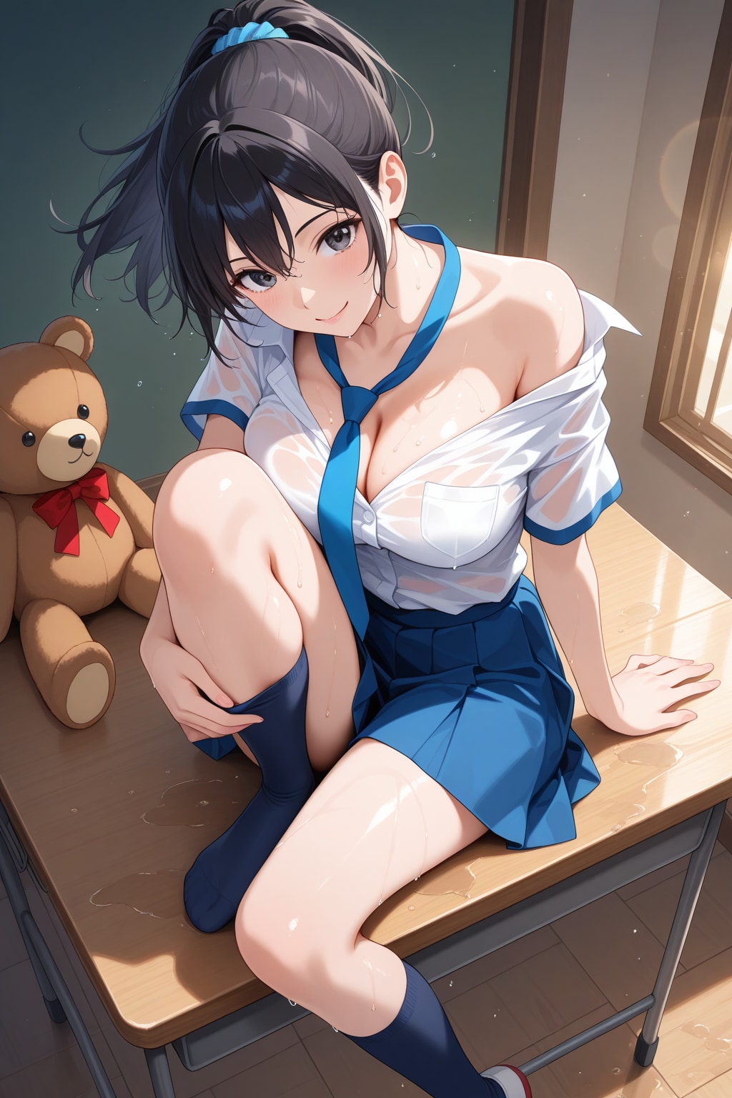 通り雨で濡れちゃったね…♡