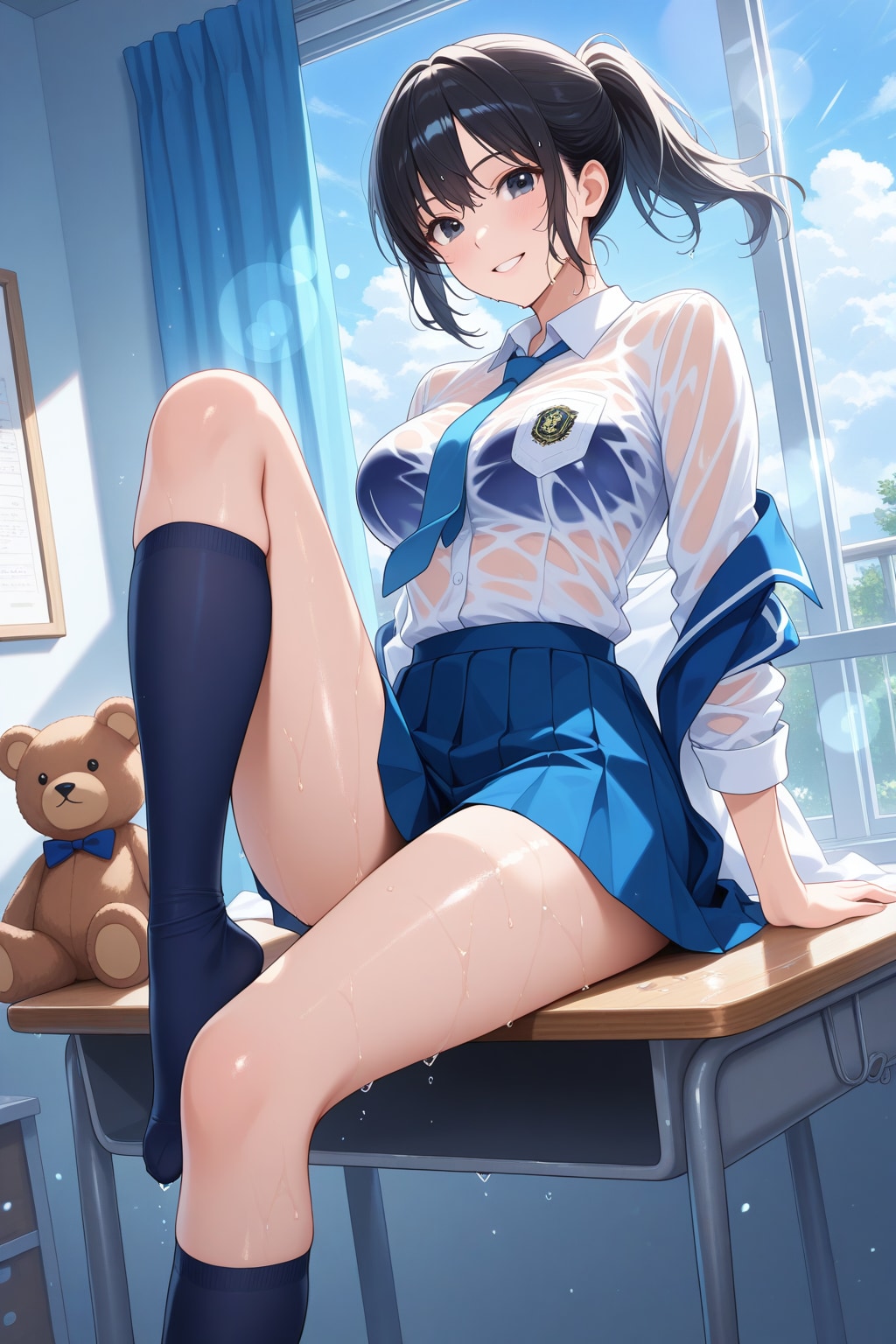 通り雨で濡れちゃったね…♡