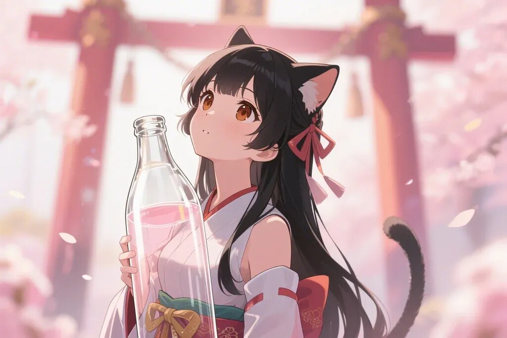 酒瓶を持つさくらちゃん