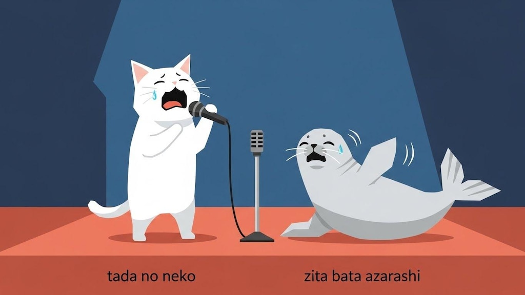 ただのねこ、じたばたアザラシくんと歌う