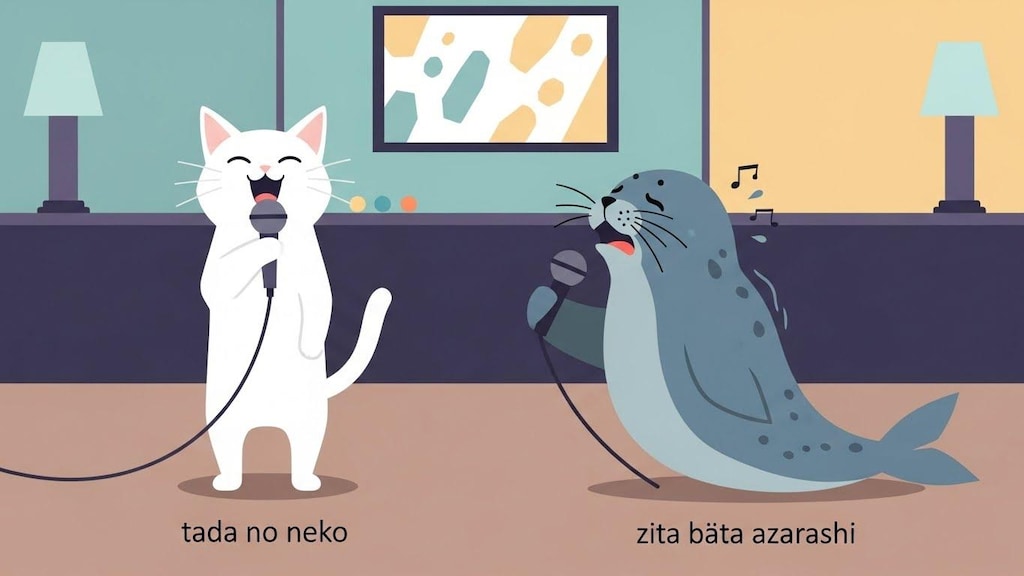 ただのねこ、じたばたアザラシくんと歌う