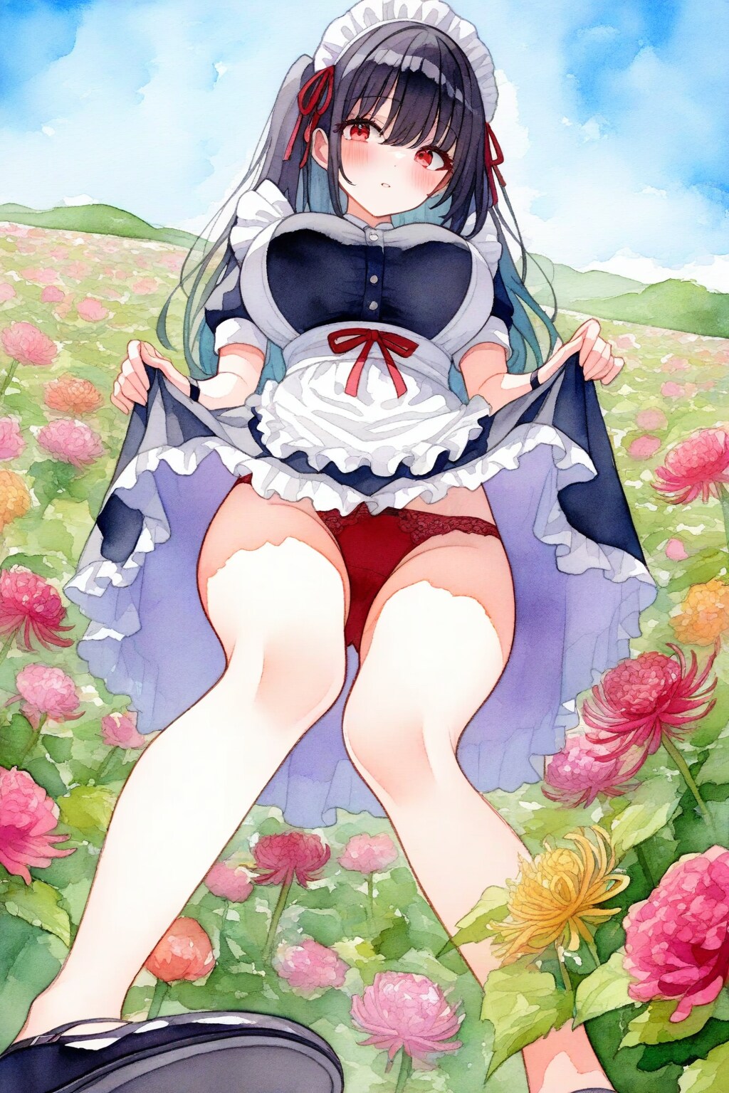 ダリア園で黒髪メイドさんは・・・