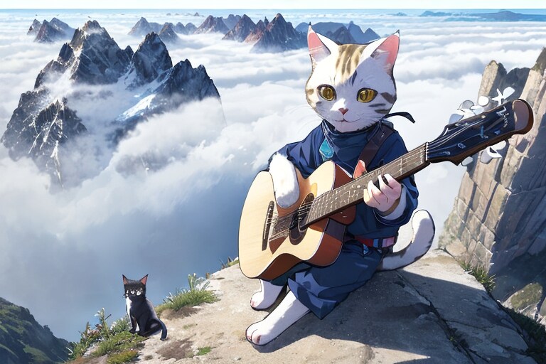 猫とギター | の人気AIイラスト・グラビア