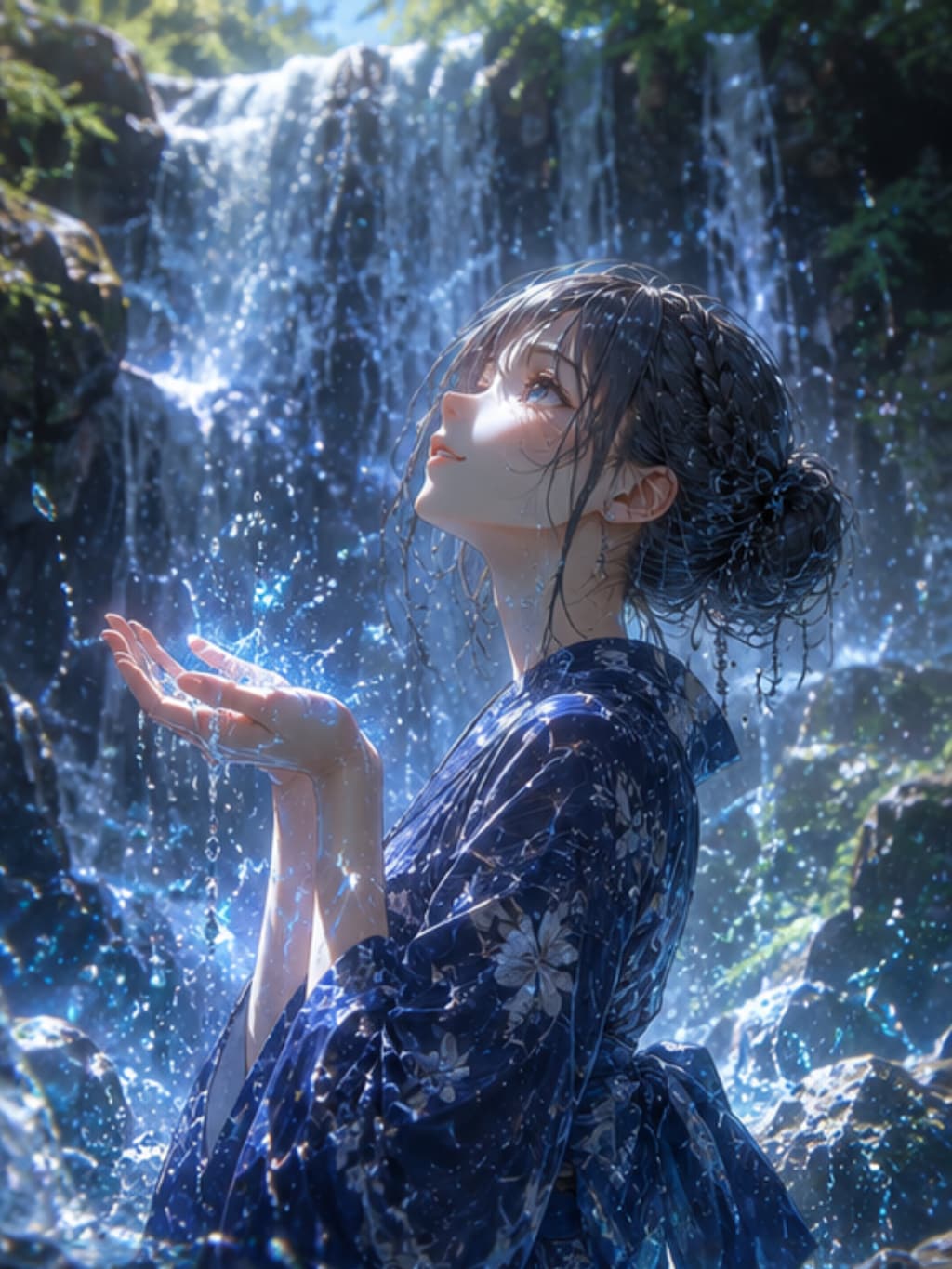 澄んだ水と木漏れ日