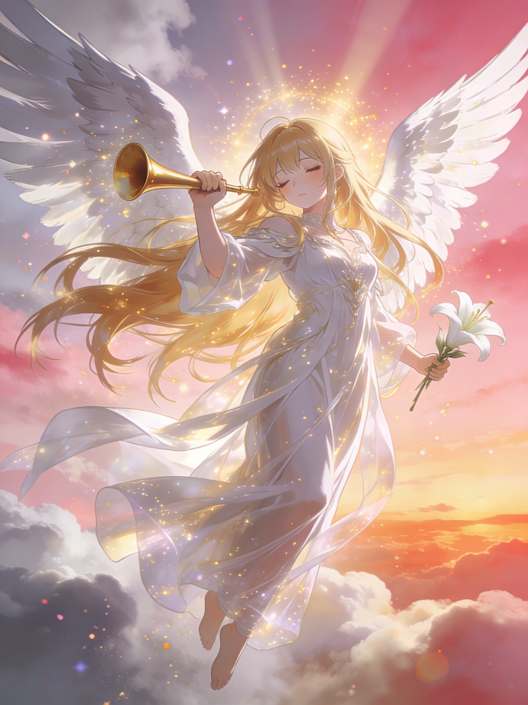 夕日に舞う大天使ガブリエル | の人気AIイラスト・グラビア