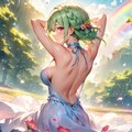 花畑、虹、そしてドレスの少女 2枚目