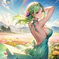 花畑、虹、そしてドレスの少女 3枚目