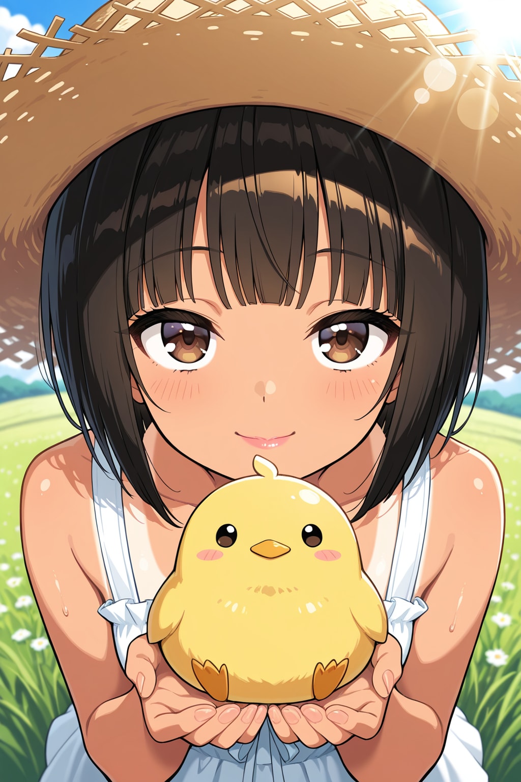 女の子とひよこ