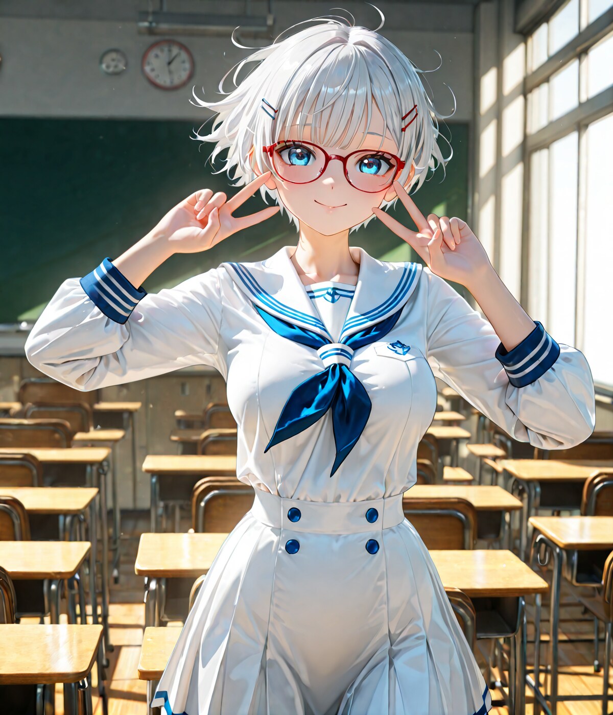 「教室に一番乗り！ セーラー服美少女が部屋を温めますよ～」