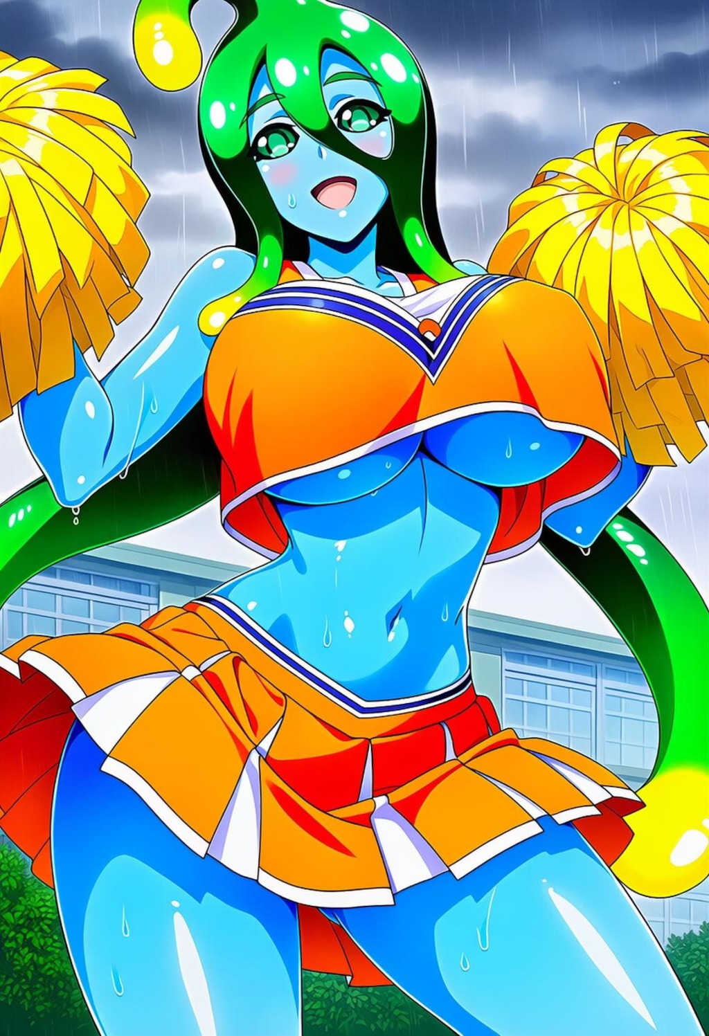 レインコートボディスーツ等コスプレスライム娘人妻